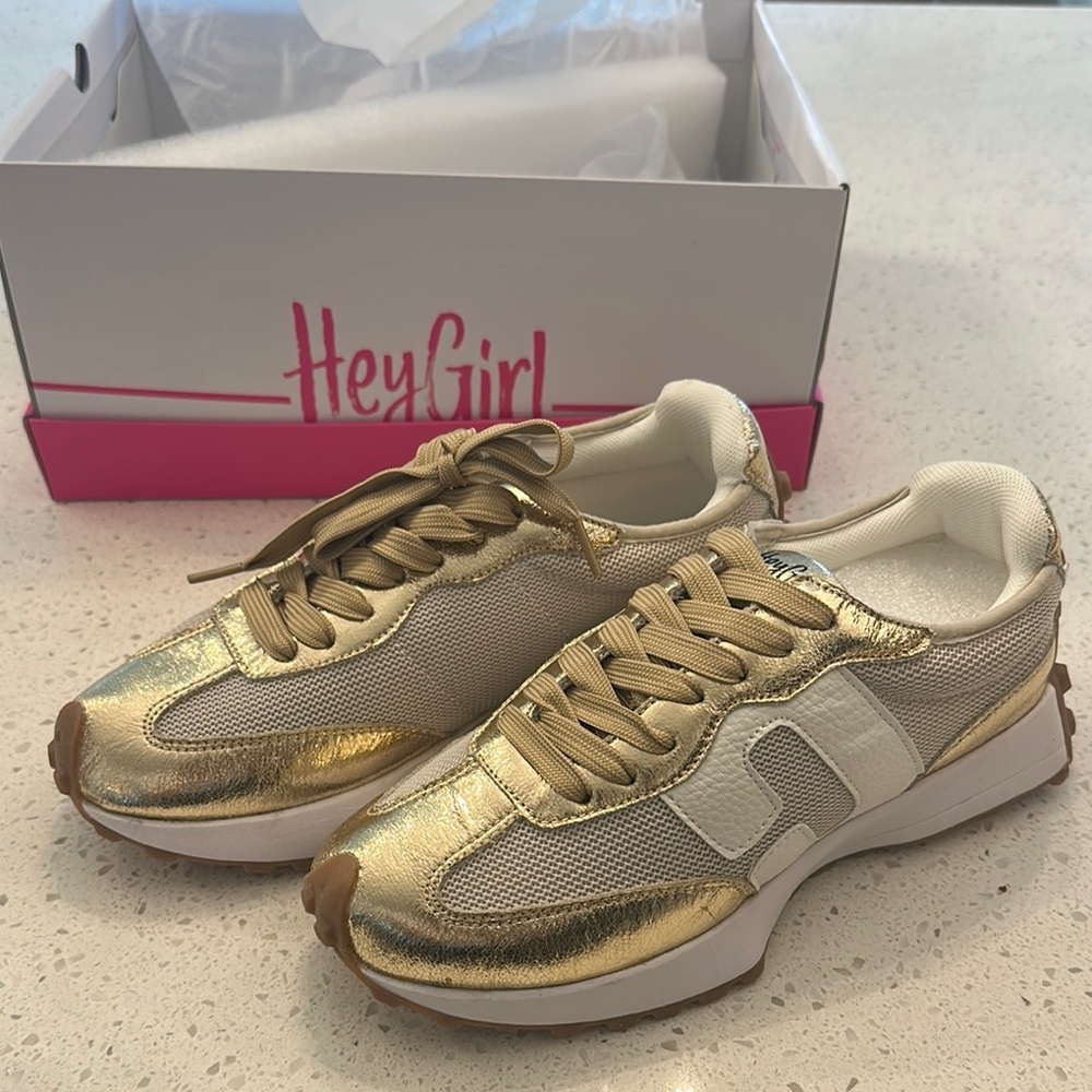 Corkys Gold and White Glam Sneakers